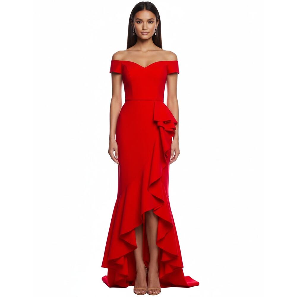 Tarik Ediz Off-The-Shoulder Long Dress